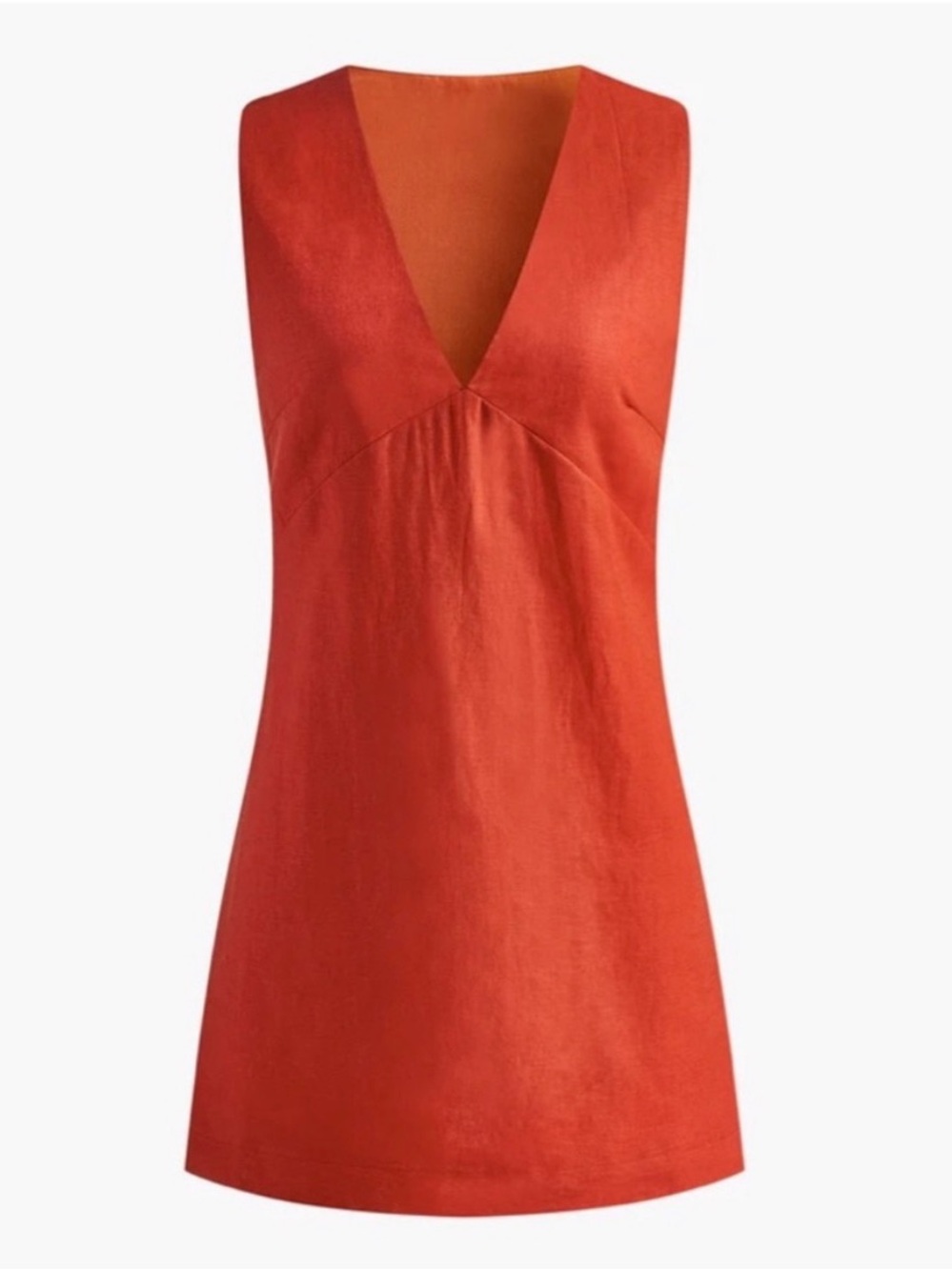 Commence Women's Orange V-Neck Sleeveless Linen Blend Mini Dress